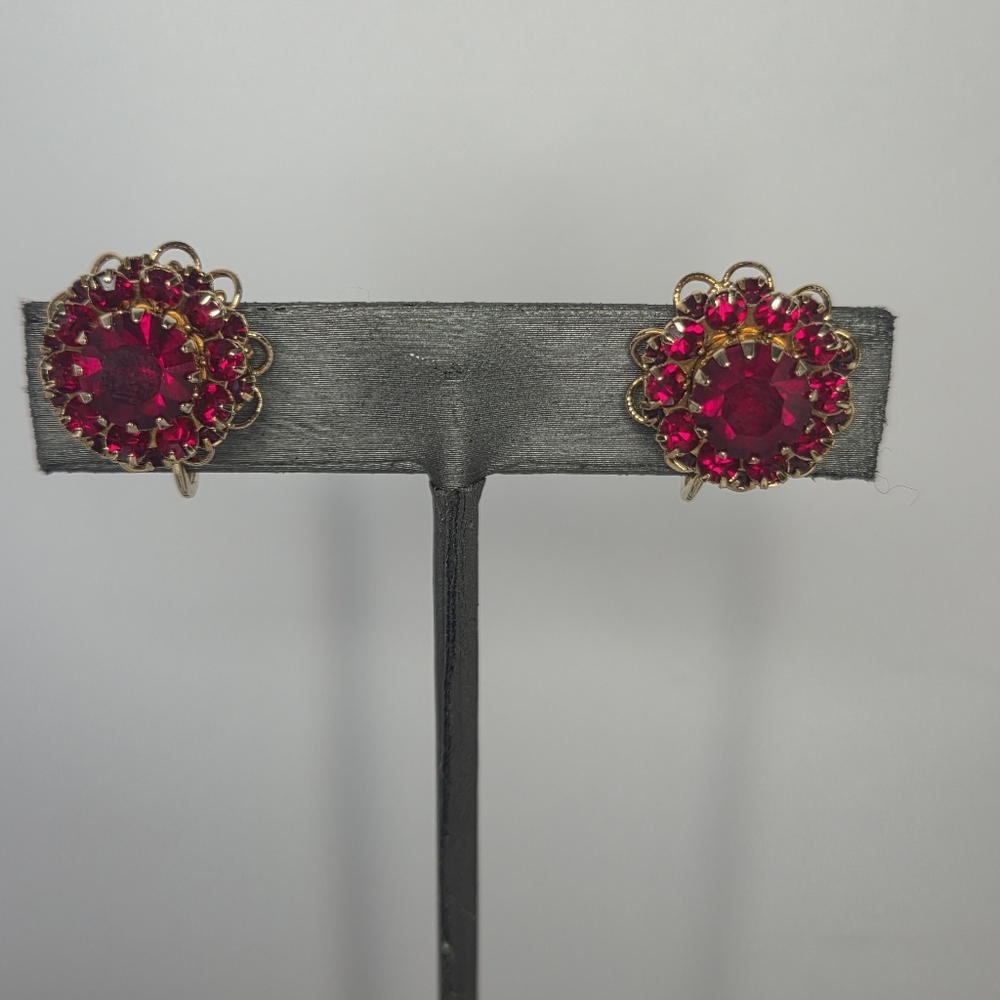 Sarah Coventry Red and Gold Earrings